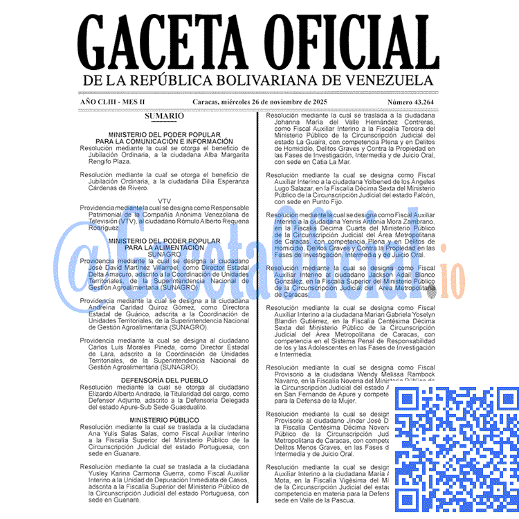 Gaceta Oficial, Gaceta 43264, Gaceta 43264 HD, Gaceta #43264, Gaceta Oficial Venezuela #43264