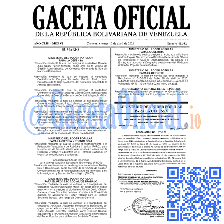 Gaceta Oficial, Gaceta 43352, Gaceta 43352 HD, Gaceta #43352, Gaceta Oficial Venezuela #43352