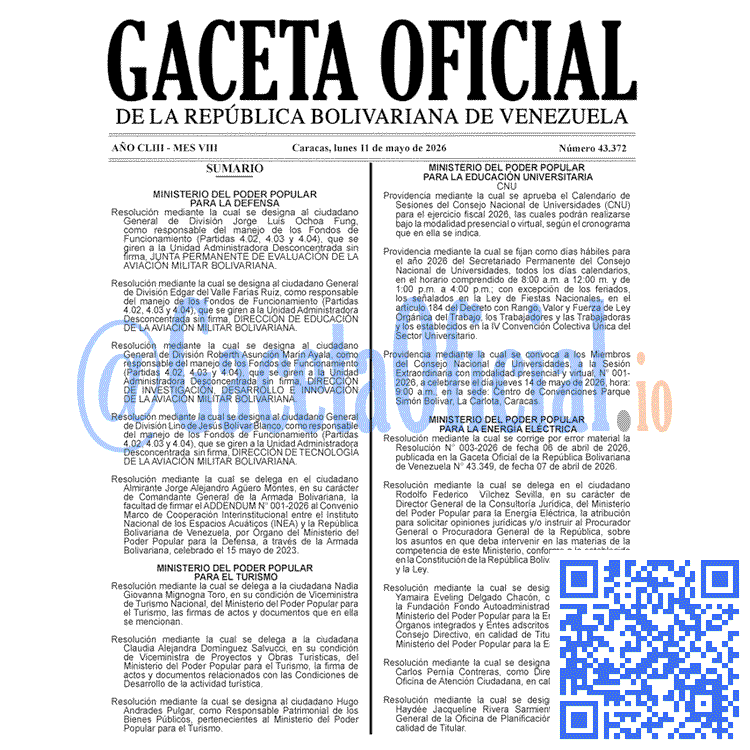 Gaceta Oficial, Gaceta 43372, Gaceta 43372 HD, Gaceta #43372, Gaceta Oficial Venezuela #43372