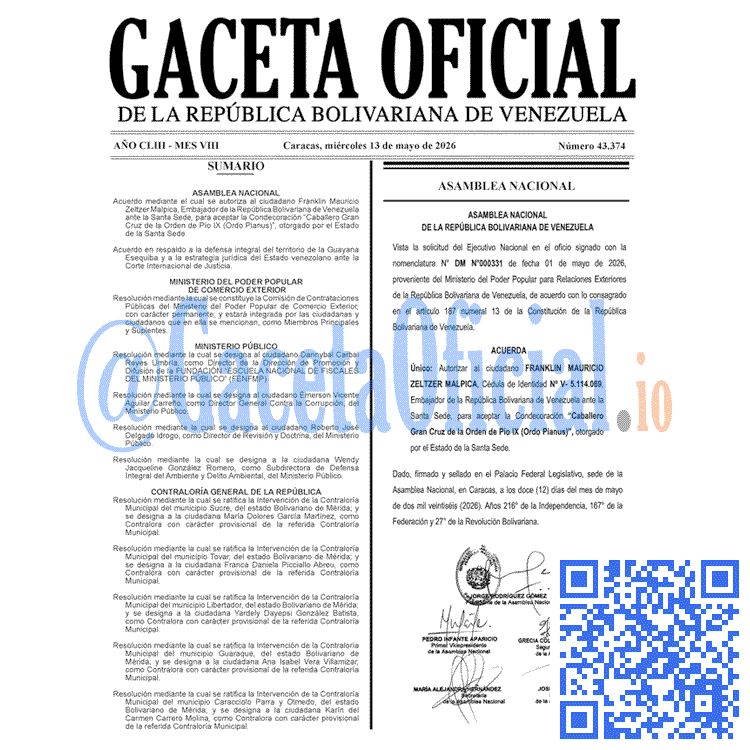 Gaceta Oficial, Gaceta 43374, Gaceta 43374 HD, Gaceta #43374, Gaceta Oficial Venezuela #43374