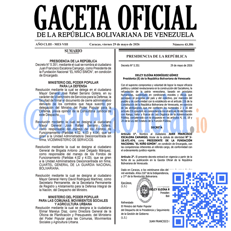 Gaceta Oficial, Gaceta 43386, Gaceta 43386 HD, Gaceta #43386, Gaceta Oficial Venezuela #43386