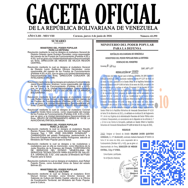 Gaceta Oficial, Gaceta 43390, Gaceta 43390 HD, Gaceta #43390, Gaceta Oficial Venezuela #43390
