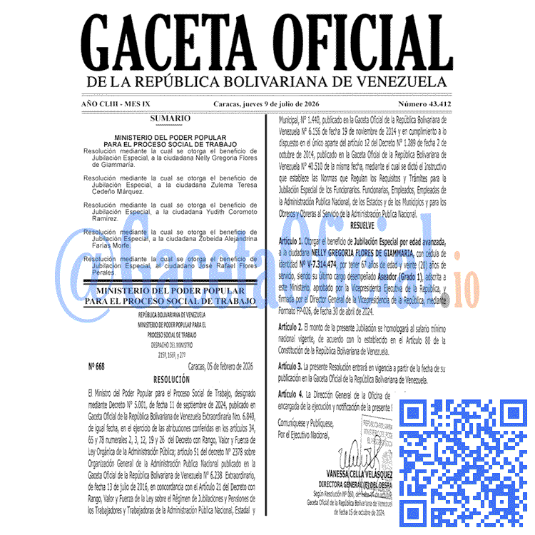 Gaceta Oficial, Gaceta 43412, Gaceta 43412 HD, Gaceta #43412, Gaceta Oficial Venezuela #43412