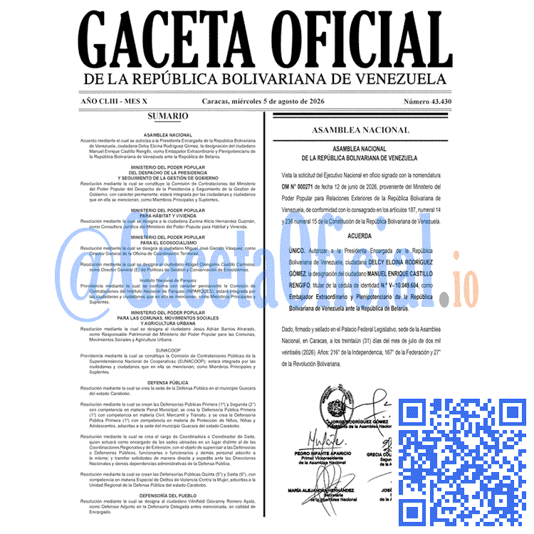 Venezuela Gaceta Oficial 43430 del 5 agosto 2026 Gaceta Oficial, Gaceta 43430, Gaceta 43430 HD, Gaceta #43430, Gaceta Oficial Venezuela #43430