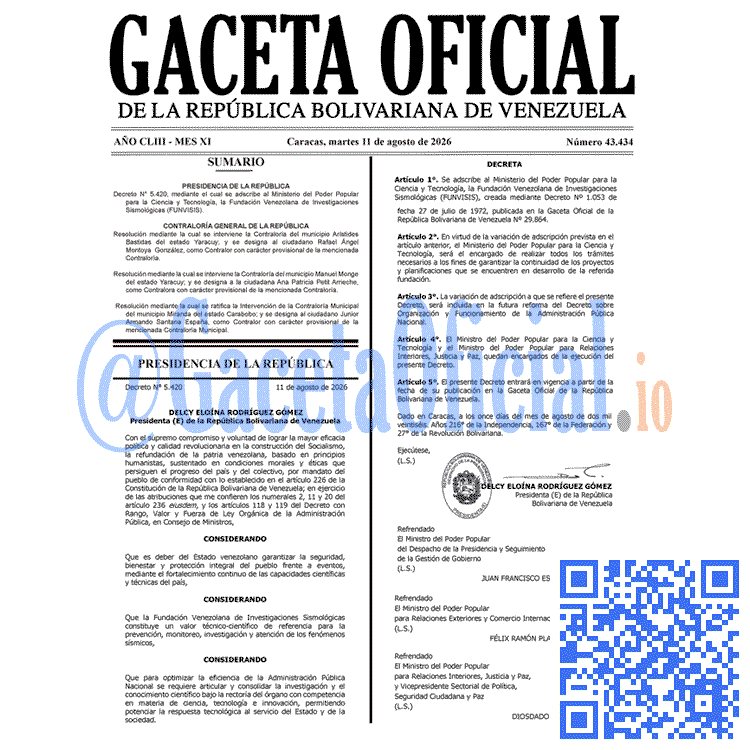 Gaceta Oficial, Gaceta 43434, Gaceta 43434 HD, Gaceta #43434, Gaceta Oficial Venezuela #43434