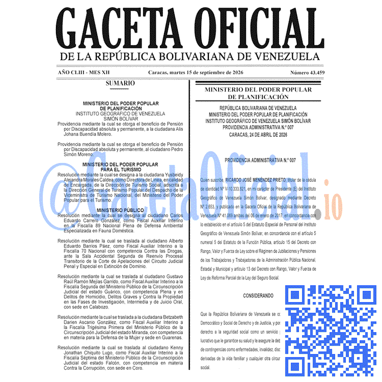 Gaceta Oficial, Gaceta 43459, Gaceta 43459 HD, Gaceta #43459, Gaceta Oficial Venezuela #43459