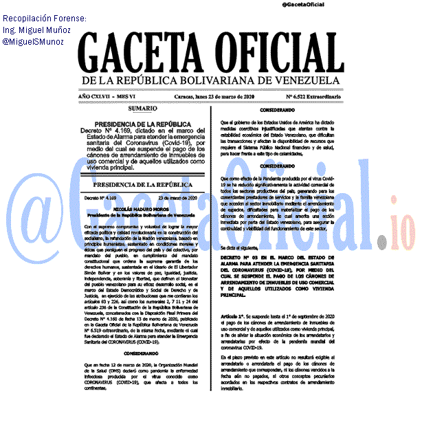 Gaceta Oficial 6522 del 23 marzo 2020