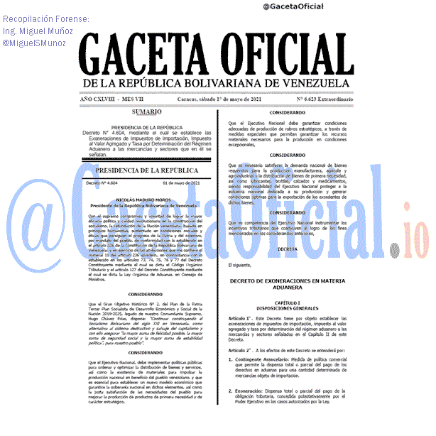 Gaceta Oficial 6623 del 1 mayo 2021
