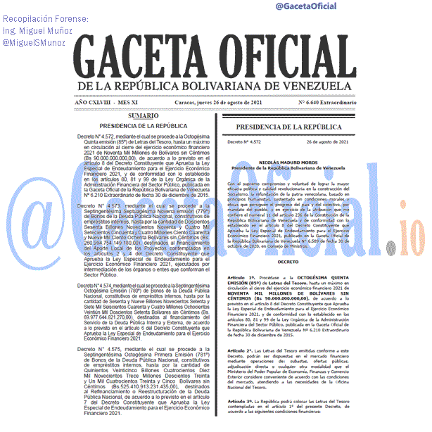 Gaceta Oficial 6640 del 26 agosto 2021