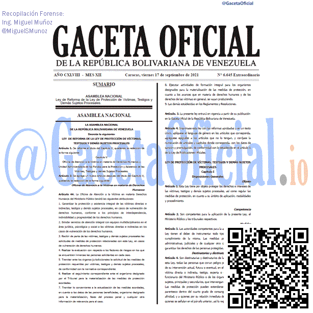 Gaceta Oficial 6645 del 17 septiembre 2021