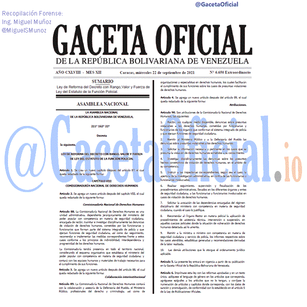 Gaceta Oficial 6650 del 22 septiembre 2021