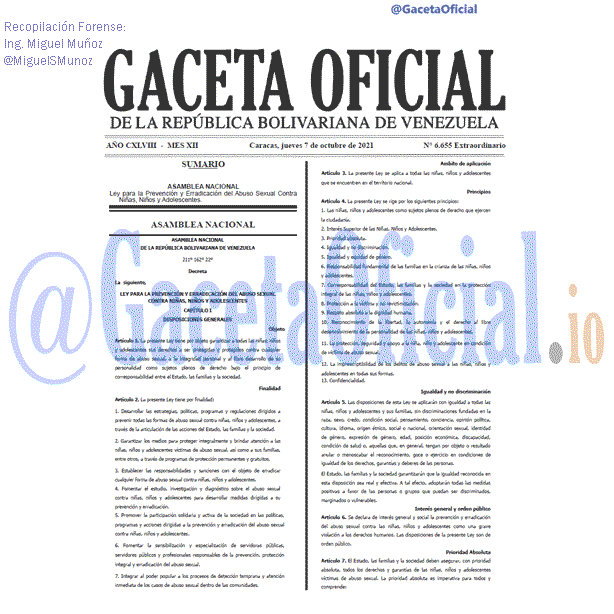 Gaceta Oficial 6655 del 7 octubre 2021
