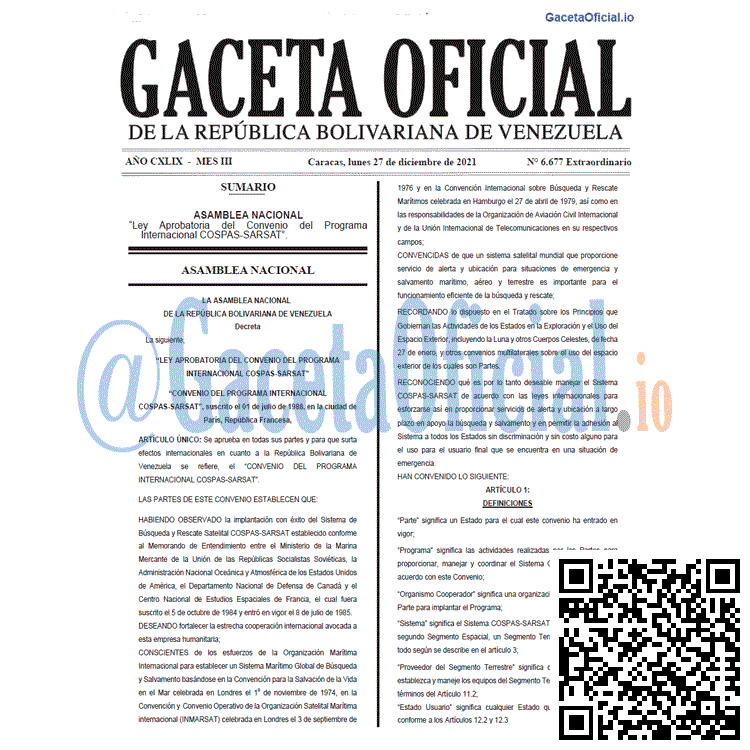 Gaceta Oficial 6677 del 27 diciembre 2021