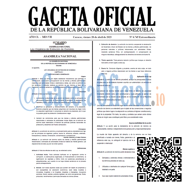 Gaceta Oficial, Gaceta 6745, Gaceta #6745, Gaceta Oficial Venezuela #6745