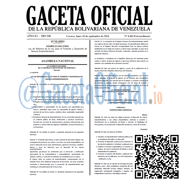 Gaceta Oficial, Gaceta 6842, Gaceta 6842 HD, Gaceta #6842, Gaceta Oficial Venezuela #6842