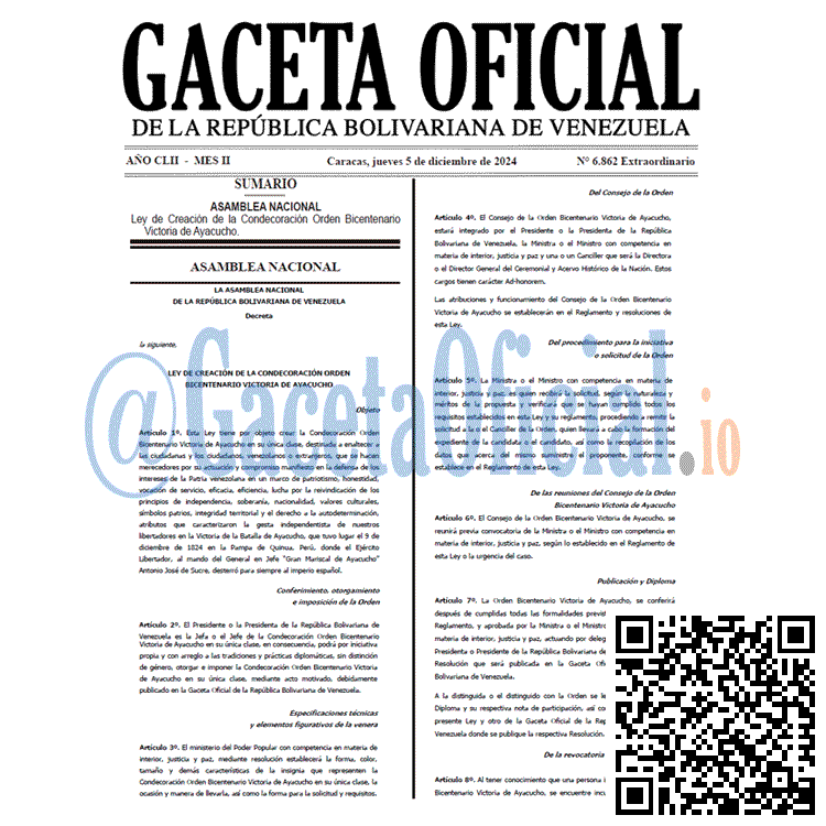 Gaceta Oficial, Gaceta 6862, Gaceta 6862 HD, Gaceta #6862, Gaceta Oficial Venezuela #6862