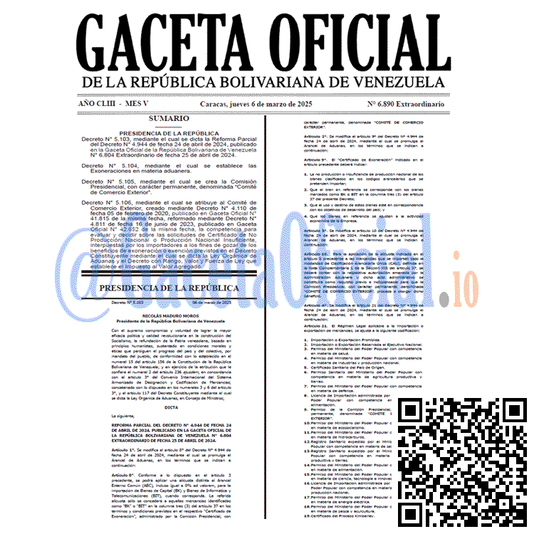 Venezuela Gaceta Oficial 6890 del 6 marzo 2024 Gaceta Oficial, Gaceta 6890, Gaceta 6890 HD, Gaceta #6890, Gaceta Oficial Venezuela #6890