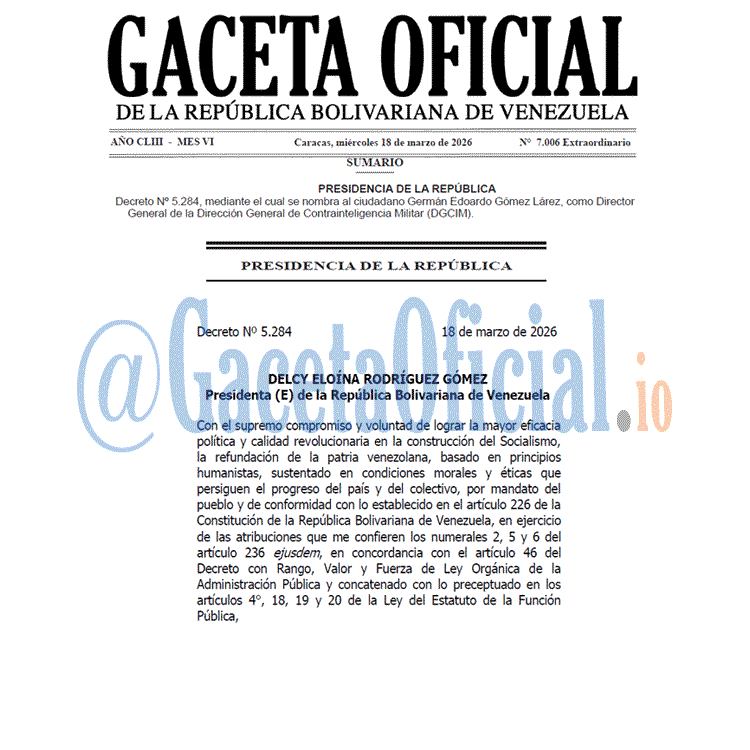 Venezuela Gaceta Oficial 7006 del 18 marzo 2026 Gaceta Oficial, Gaceta 7006, Gaceta 7006 HD, Gaceta #7006, Gaceta Oficial Venezuela #7006