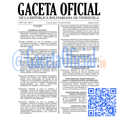 Gaceta Oficial Venezuela #43331 lunes 9 marzo 2026