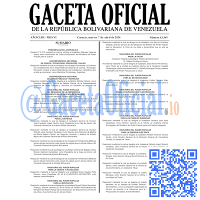 Gaceta Oficial Venezuela #43349 martes 7 abril 2026