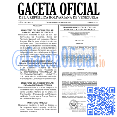 Gaceta Oficial Venezuela #43327 martes 3 marzo 2026