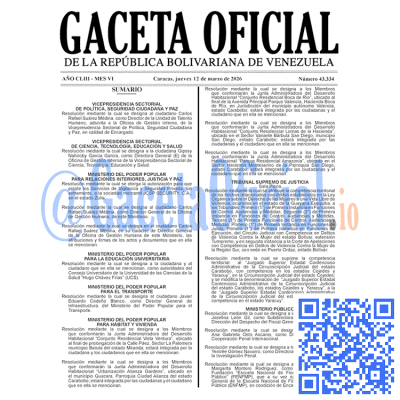 Gaceta Oficial Venezuela #43334 jueves 12 marzo 2026