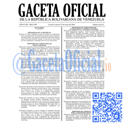 Gaceta Oficial Venezuela #43373 martes 12 mayo 2026