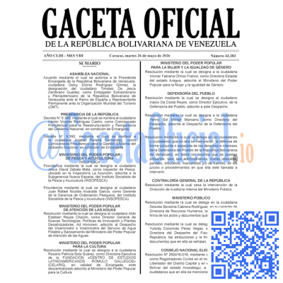 Gaceta Oficial Venezuela #43383 martes 26 mayo 2026