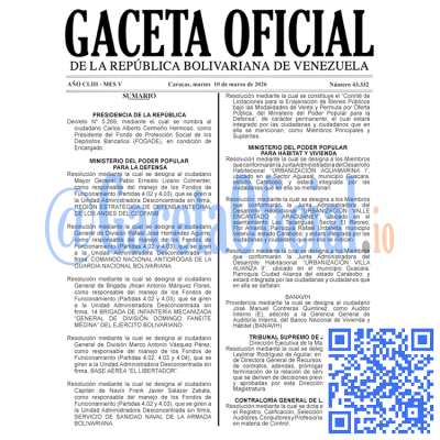 Gaceta Oficial Venezuela #43332 martes 10 marzo 2026