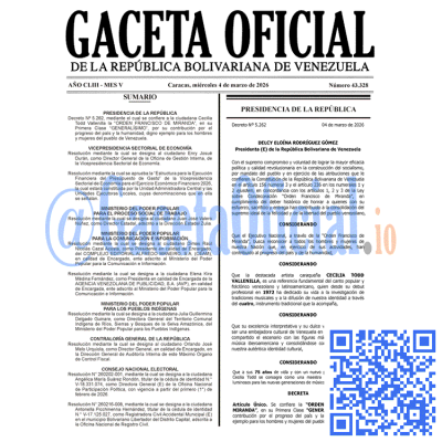 Gaceta Oficial Venezuela #43328 miércoles 4 marzo 2026