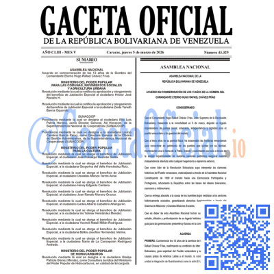 Gaceta Oficial Venezuela #43329 jueves 5 marzo 2026