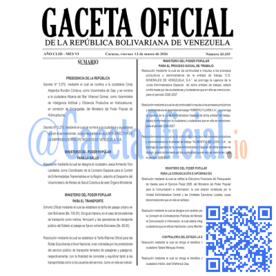 Gaceta Oficial Venezuela #43335 viernes 13 marzo 2026